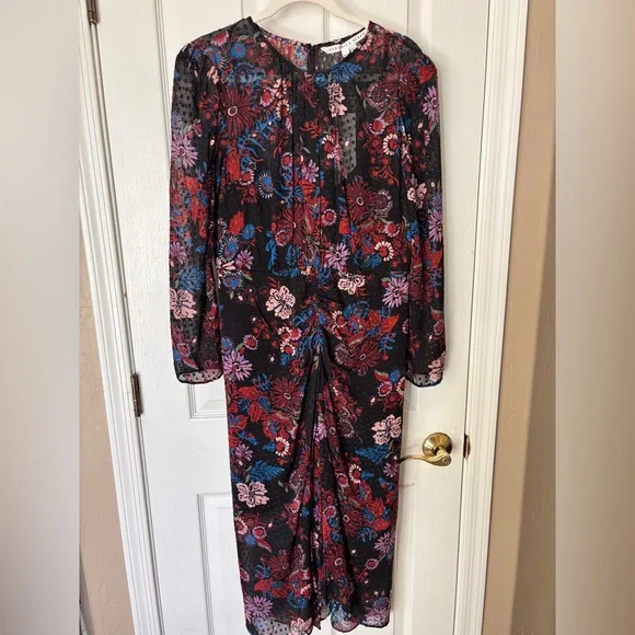 Veronica Beard Floral Long Sleeve Black Raylee Dress Women’s Size 10 New - Picture 3 of 11